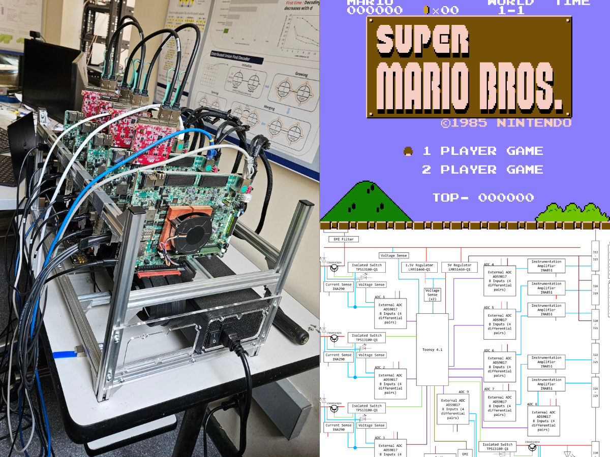 Collage of FPGAs, console games, and circuitry